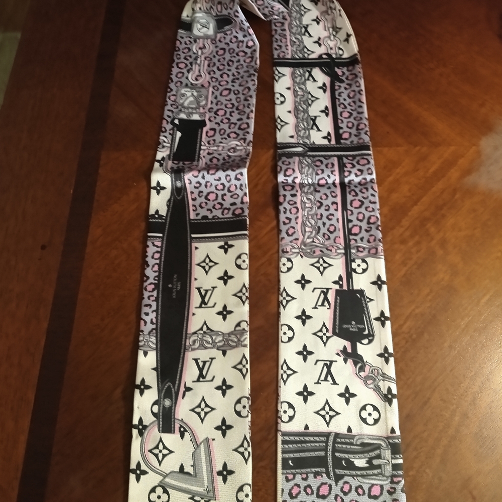Louis Vuitton Pink and Black Monogram Silk Scarf